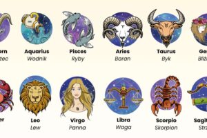 znaki zodiaków po angielsku infografika